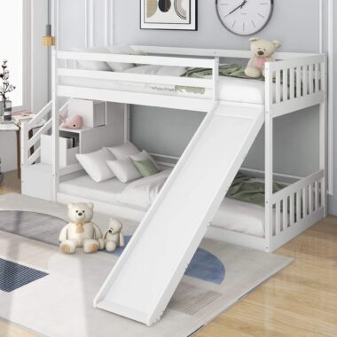 Modern Design Wooden Bunk Bed with Slide for Kids