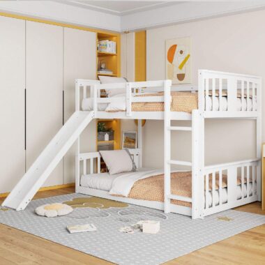 Modern Design Wooden Bunk Bed with Slide for Kids