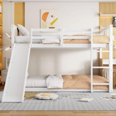 Modern Design Wooden Bunk Bed with Slide for Kids