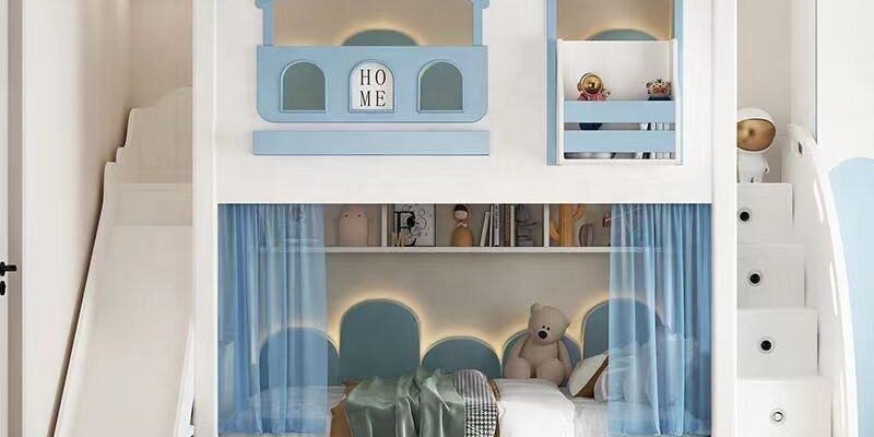 Multifunctional Kids Wooden Bunk Bed with Slide