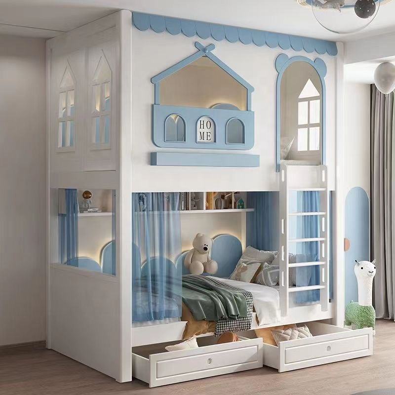 Multifunctional Kids Wooden Bunk Bed with Slide