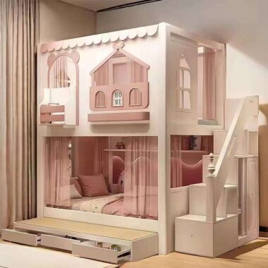 Multifunctional Kids Wooden Bunk Bed with Slide