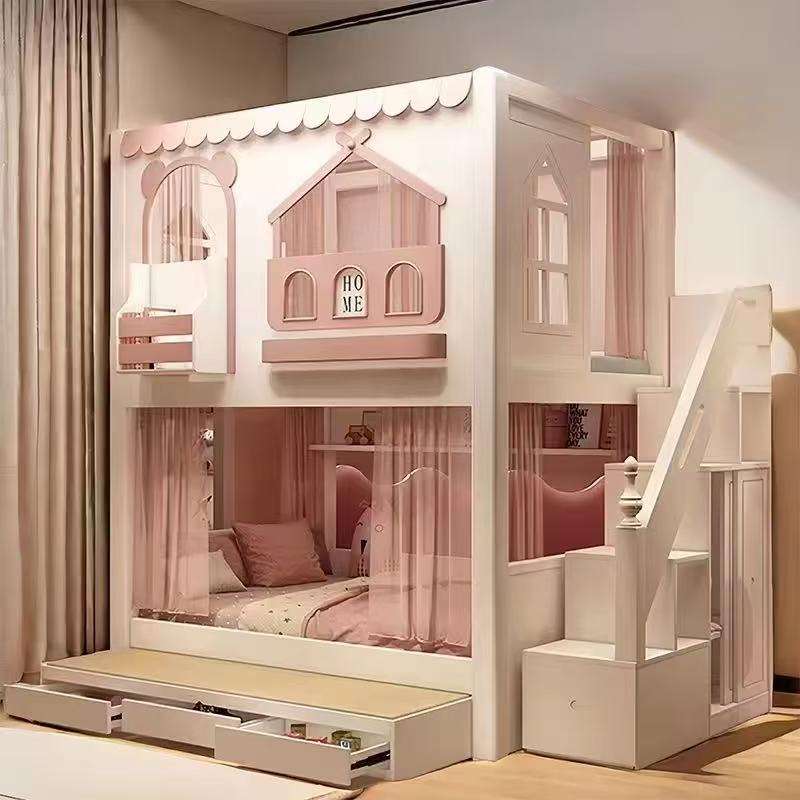 Multifunctional Kids Wooden Bunk Bed with Slide