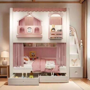 Multifunctional Kids Wooden Bunk Bed with Slide