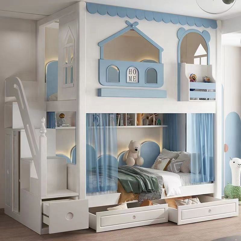 Multifunctional Kids Wooden Bunk Bed with Slide