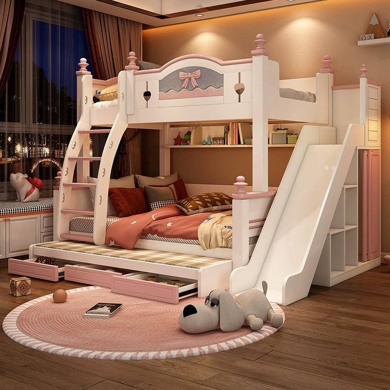 Durable Kids Wooden Bunk Bed with Storage