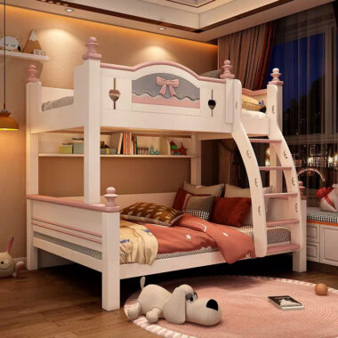 Durable Kids Wooden Bunk Bed with Storage