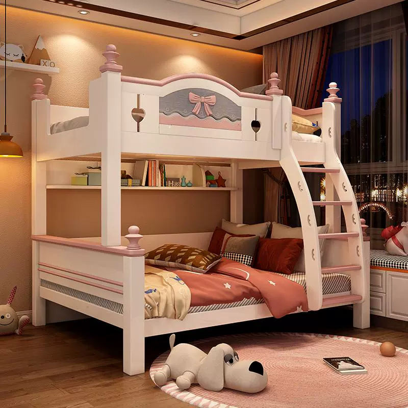 Durable Kids Wooden Bunk Bed with Storage