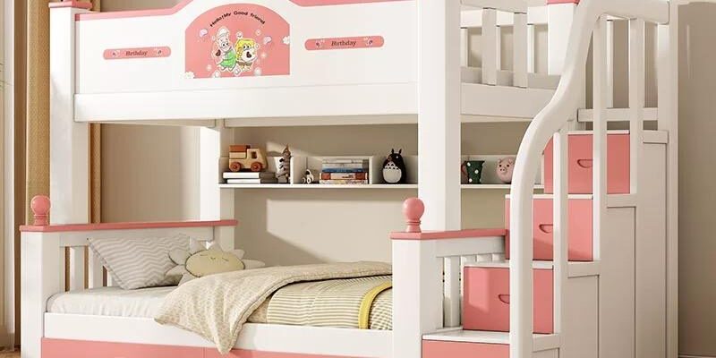 Durable Kids Wooden Bunk Bed with Storage