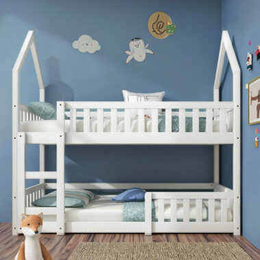 house shape solid kids wooden bunk beds