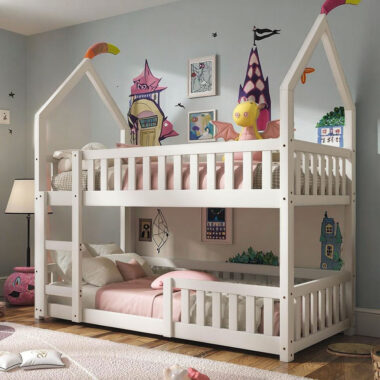 house shape solid kids wooden bunk beds
