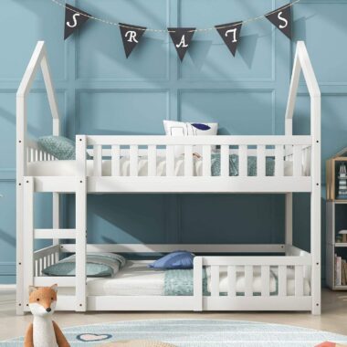 house shape solid kids wooden bunk beds