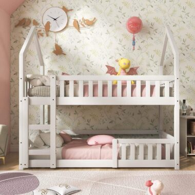 house shape solid kids wooden bunk beds