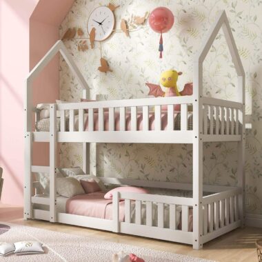 house shape solid kids wooden bunk beds