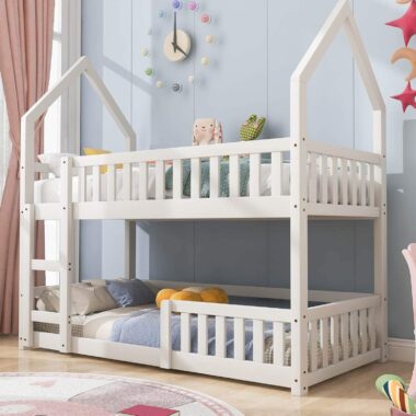 house shape solid kids wooden bunk beds