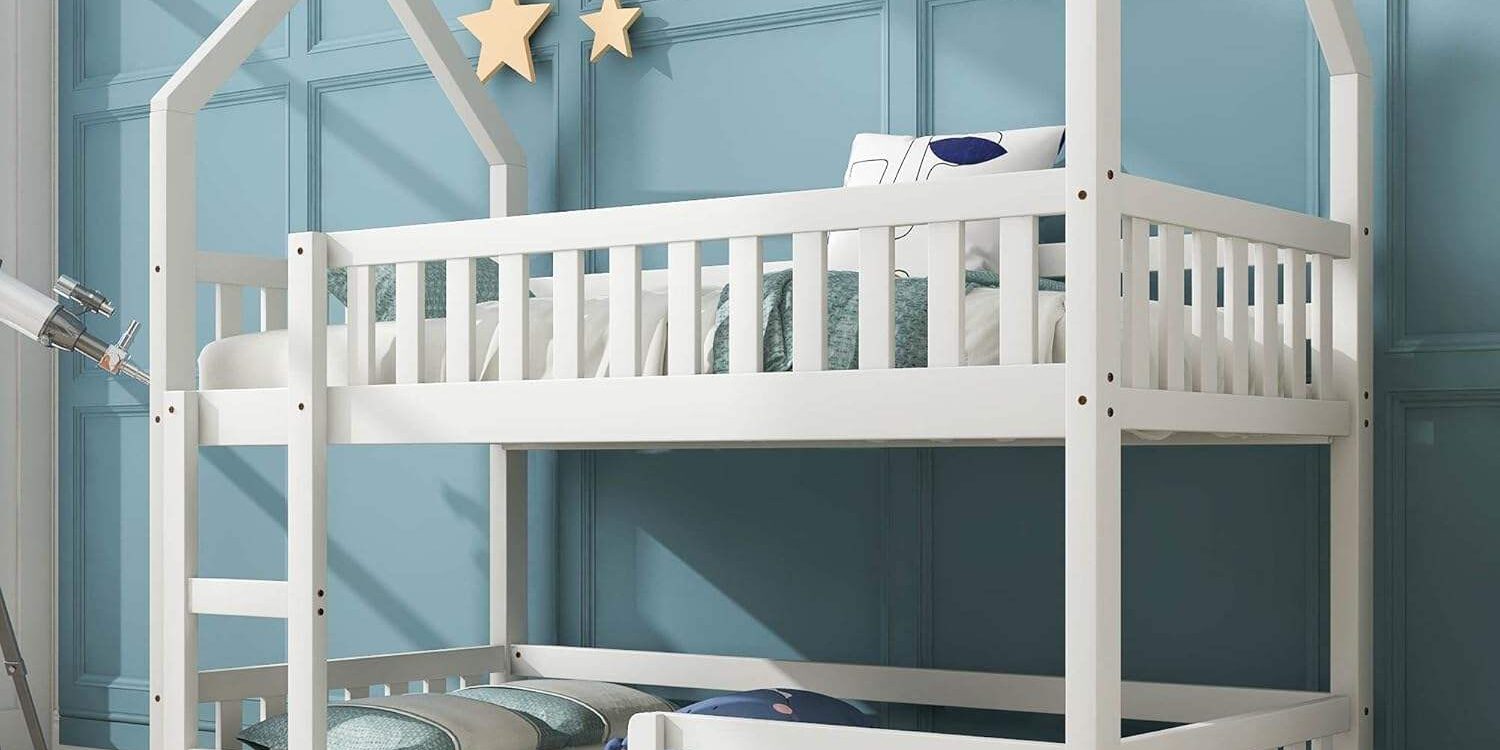 house shape solid kids wooden bunk beds