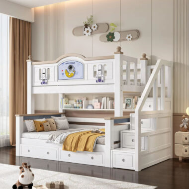 modern school bedroom kids wooden bunk beds