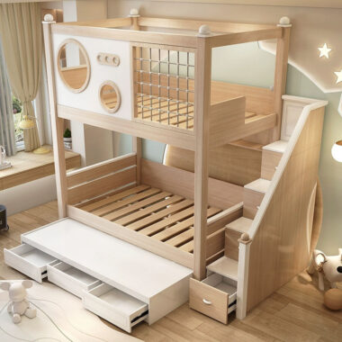 modern comfortable kids wooden bunk beds for school hotel apartment