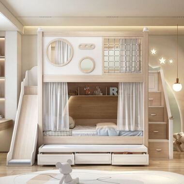 modern comfortable kids wooden bunk beds for school hotel apartment