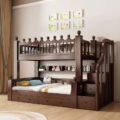fashionable kids wooden bunk beds with stairs