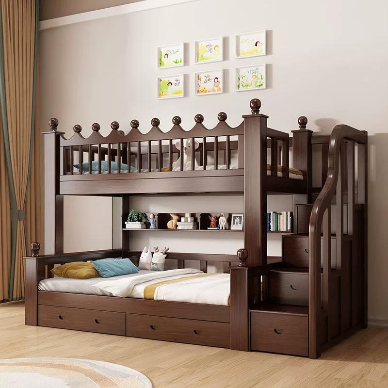 fashionable kids wooden bunk beds with stairs