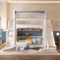 modern kids wooden bunk beds with stairs and drawers