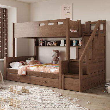 minimalist kids wooden bunk beds with storage drawers bedroom furniture