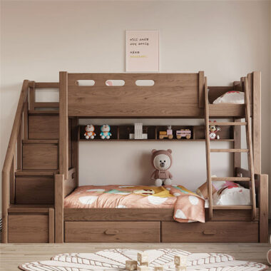 minimalist kids wooden bunk beds with storage drawers bedroom furniture