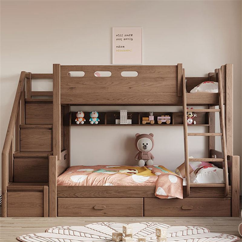 minimalist kids wooden bunk beds with storage drawers bedroom furniture