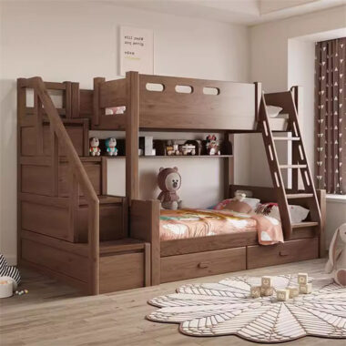 minimalist kids wooden bunk beds with storage drawers bedroom furniture