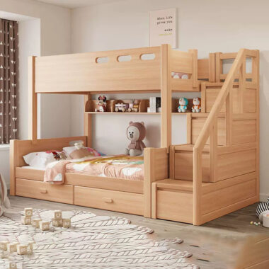 minimalist kids wooden bunk beds with storage drawers bedroom furniture