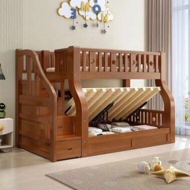 high-end modern kids bedroom wooden bunk beds