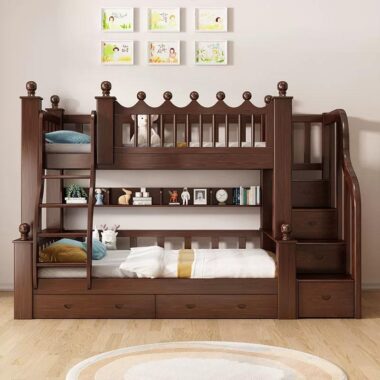 high-end modern kids bedroom wooden bunk beds