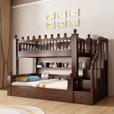 high-end modern kids bedroom wooden bunk beds