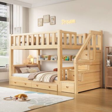 Modern multifunctional kids wooden bunk beds for children room