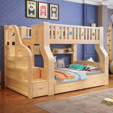 bedroom mother and baby wooden bunk beds upper lower design
