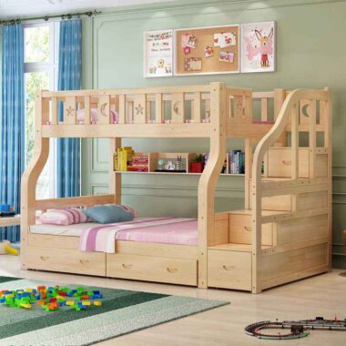 bedroom mother and baby wooden bunk beds upper lower design