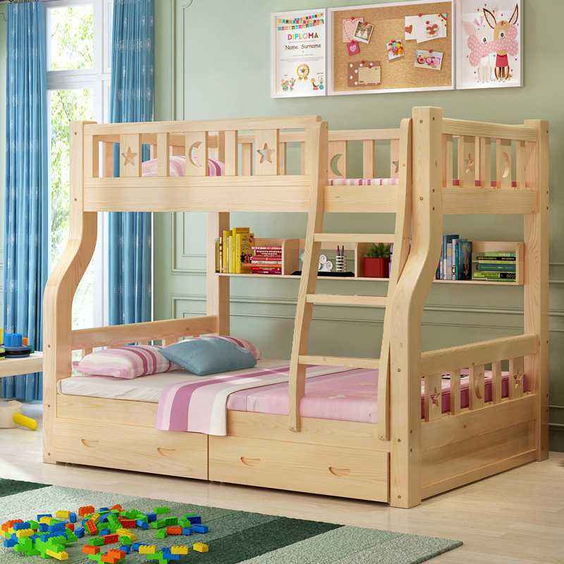 bedroom mother and baby wooden bunk beds upper lower design